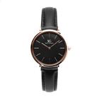 Relógio Minimalista Feminino Preto Pulseira Couro Murray Rosé Gold 32mm - Saint Germain