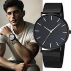 Relógio Minimalista Masculino Casual De Malha Ultrafina Inox - Jj95