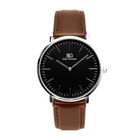 Relógio Minimalista Masculino Couro Prata Saint Germain Bronx Black Silver 40mm