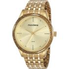 Relógio Mondaine Feminino Dourado 53815LPMVDE1 Analógico 5 Atm Cristal Mineral Tamanho Grande