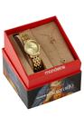 Relogio Mondaine Feminino dourado Nossa Sra. Aparecida luxo cravejado com pedrinhas coração kit semi joia 99749LPMKDE1K1