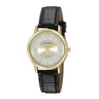 Relogio Mondaine Feminino dourado preto social pulseira de couro 99553LPMVDH1