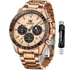 Relógio OLEVS Rose Gold Moon Phase Chronograph para homens