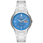 Relógio ORIENT feminino automático azul prata F49SS024L A1SX