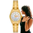 Relógio Orient Feminino Automático Pequeno Redondo Mecânico Prova D'água 50 Metros Dourado NH6SS005 B1KX