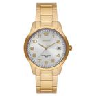 Relogio Orient feminino dourado com numeros strass aço inox FGSS1237 S2KX