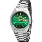 Relogio Orient Masculino Automatico prata mostrador verde mecânico não precisa de bateria 469WA3F E1SX