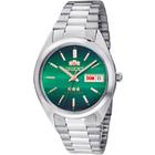 Relógio ORIENT masculino automático prata verde 469WA3F E1SX