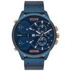 Relógio ORIENT masculino multi-time azul couro MASCT001 D2DX
