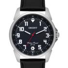 Relogio Orient Masculino prata preto com numeros pulseira de couro MBSC1031 P2PX