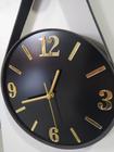 Relógio parede 26cm, ACM preto, Alças Couro Preto, Algar Cardinais Dourados(fotos reais, sem edição)