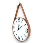 Relógio Parede Adnet 30cm Branco (silencioso), algarismos 3D Cardinais preto, Alç Couro Caramelo.