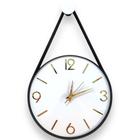 Relógio Parede Adnet 30cm Branco (silencioso), algarismos cardinais 3D Dourados, Cinta couro preto.