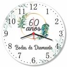 Relogio Parede Bodas 60 Anos Presente Casamento Diamante Casal Aniversario 30cm