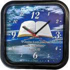 Relógio Quadrado Preto Fundo Biblia 25Cm