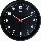Relógio Redondo Preto Fundo Preto Liso 28Cm