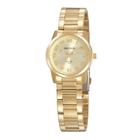 Relogio Seculus Feminino dourado pequeno com numeros 20954LPSVDA2