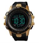 Relógio skmei 1475 masculino digital esportivo preto dourado plastico multifunção