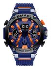 Relógio Smael 8087 Masculino Tático Militar Azul/laranja