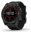 Relógio Smartwatch Garmin Fênix7X Solar Cinza Pulseira Preta