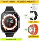 Relógio Smartwatch GS8 Ultra 8 45mm Rede Social Ligações KIT 3 Puls. Milanese+Ocean+Pelíc.
