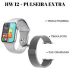 Relógio Smartwatch Inteligente Hw12 Android iOS Bluetooth + Pulseira Metal Extra