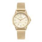 Relógio Technos Feminino Pequeno Elegance Clássico Edição Limitada Premium Pulseira Mesh Dourado Original 2035MXG/1X