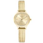 Relogio Technos feminino pequeno mini dourado pulseira esteira strass aço inox prova dagua GL30FR/1X