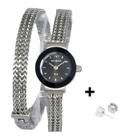 Relogio Technos Pequeno Feminino Pulseira Aço + Brinco