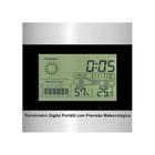 Relogio termo higrometro digital estacao de previsão meteorologica lcd com maxima e minima despertador