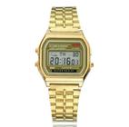 Relógio Wr Digital Aço Vintage Unissex Dourado Alarme Top Nf - Pm