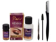 Rena para sobrancelha profissional designer kit henna raviv com Pinça Navalha escovinha