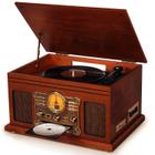 Reprodutor de Discos Bluetooth FEKTIK - 10 em 1, 3 Velocidades, Madeira Mogno