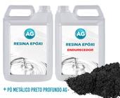 Resina Epóxi 1KG + Pó Metálico Preto Profundo AG
