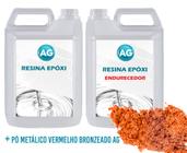 Resina Epóxi 1KG + Pó Metálico Vermelho Bronze AG