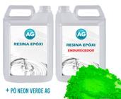 Resina Epóxi 1KG + Pó Neon Verde Ag