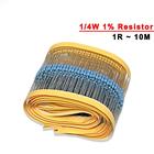 Resistor De Filme De Metal 100PCS 1/4W 1% Precisão 1R a 22M Ohm 100R 220R 1K 1.5K 2.2K 4.7K 10K 22K