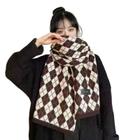 Rhombus Plaid Scarf, Feminino Estilo Coreano Imitação Cashmere - Wokex