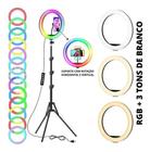 Ring Light 10 Polegadas Rgb Kit Youtuber Iluminação + Tripé 2,10 - ZEM