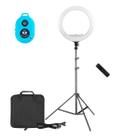 Ring Light 45cm LED RL18 + 3 Suportes de Celular + Tripé 2m com Controle Remoto