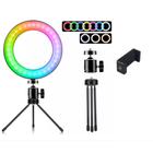 Ring Light Colorido Rgb 16cm Tripé Mesa Iluminador Luz Led com clipe para celular - keedi