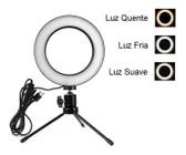 Ring Light Iluminador 6" 16 Cm Fotos e Videos Tripé De Mesa Luz Led - AAA