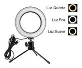 Ring Light Iluminador 6" 16 Cm Fotos e Videos Tripé De Mesa Luz Led