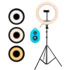 Ring Light LED Bicolor 26cm c/ Suporte de Celular e Tripé 1,90m c/ Controle