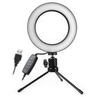 Ring light led selfie 6" com tripé luz p celular blogueira foto