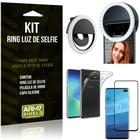 Ring Luz de Selfie Samsung Galaxy S10 Plus Flash Ring + Capa Silicone + Película Vidro - Armyshield