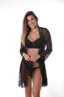 Robe frésia em tule e renda preto