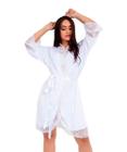 Robe IMI Lingerie Roupão Noiva Madrinha Com Renda Manga Longa Florallys Branco