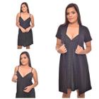 Robe Maternidade com Camisola Gestante de Alcinha - Dulce Seduccíon - Preta