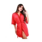 Robe robby roupão microfibra renda kimono feminino Vermelho